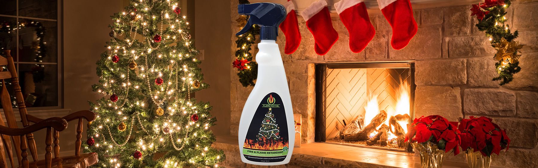 Brandvertragende spray voor kerstbomen